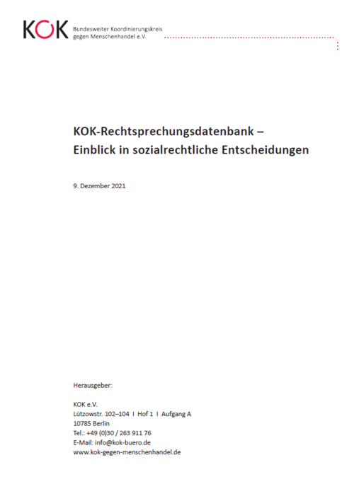 Cover Bericht KOK-Rechtsprechungsdatenbank Cover Bericht KOK-Rechtsprechungsdatenbank