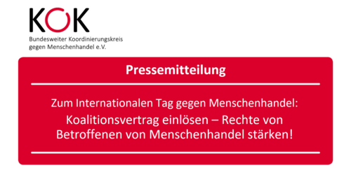 KOK-Pressemitteilung zum Internationalen Tag gegen Menschenhandel 2023